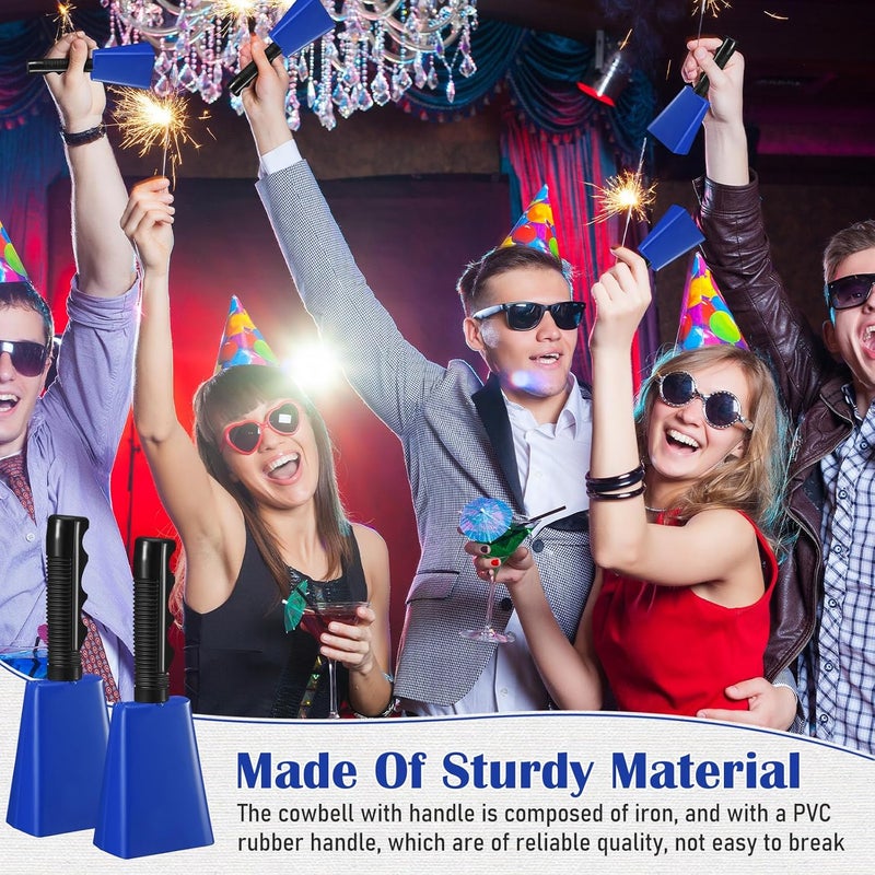 Fiada 12 Pcs Cow Bell 8 Inch Noise Makers for Sporting Events Loud Hand Bell Musical Cheering Cowbell with Handle for Football Classroom Graduation School Events - Image 3